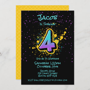 Graffiti Splatter Age Four Invitation