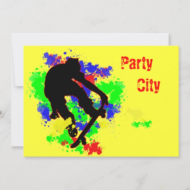 Graffiti Splotch Skateboard Party Invitation (Front)