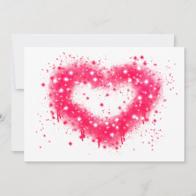 Graffiti spray paint pink sparkling heart design holiday card (Front)