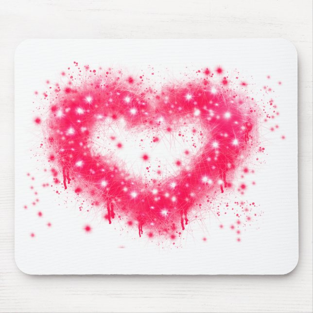 Graffiti spray paint pink sparkling heart design mouse pad (Front)