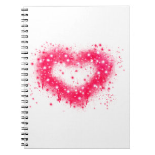 Graffiti spray paint pink sparkling heart design notebook