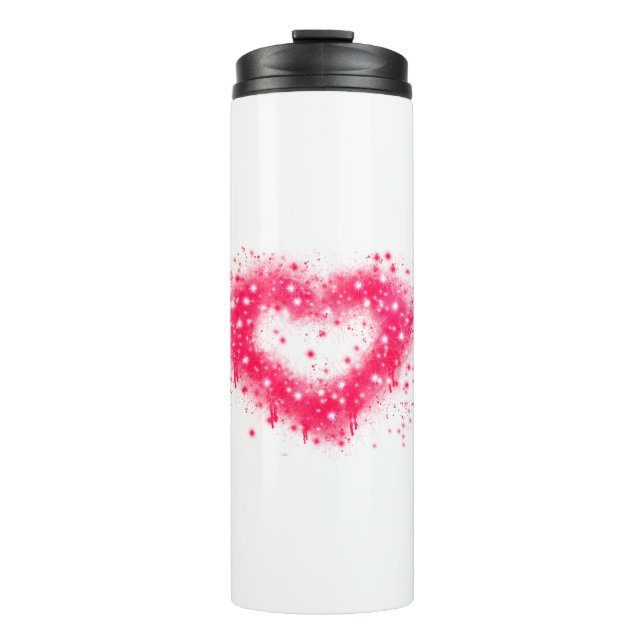 Graffiti spray paint pink sparkling heart  thermal tumbler (Front)