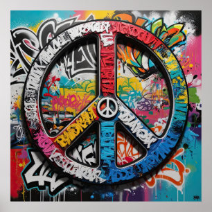 Graffiti Street Art A Canvas for Peace Symbols Poster
