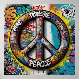 Graffiti Street Art A Canvas for Peace Symbols Poster