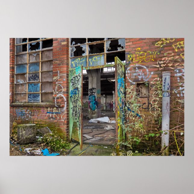Graffiti Street Art Abandoned Building Poster (Front)