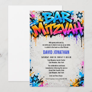 Graffiti Street Art Bar Mitzvah Custom Invitation