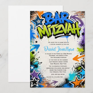 Graffiti Street Art Bar Mitzvah Custom Invitation