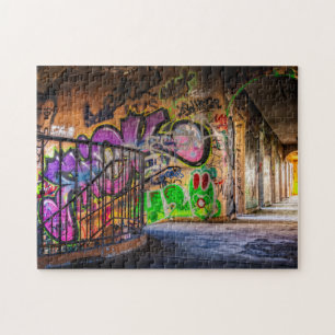 Graffiti Street Art Colourful Abandoned Staircase Jigsaw Puzzle