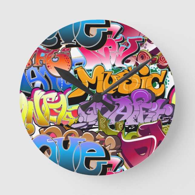 Graffiti Street Art Round Clock (Front)