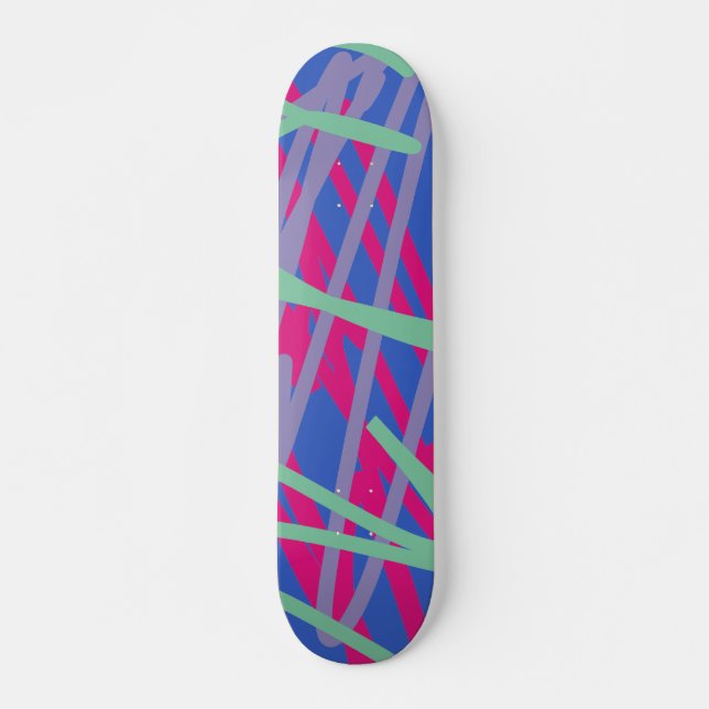 Graffiti Street Art Urban Lines Blue Pink Purple  Skateboard (Front)