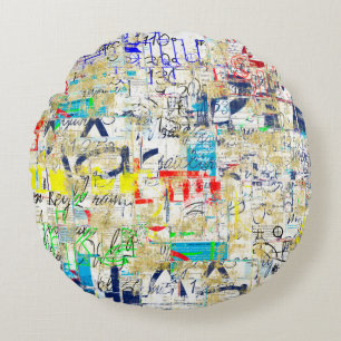 Graffiti street wall. Grunge wallart,street,backgr Round Cushion