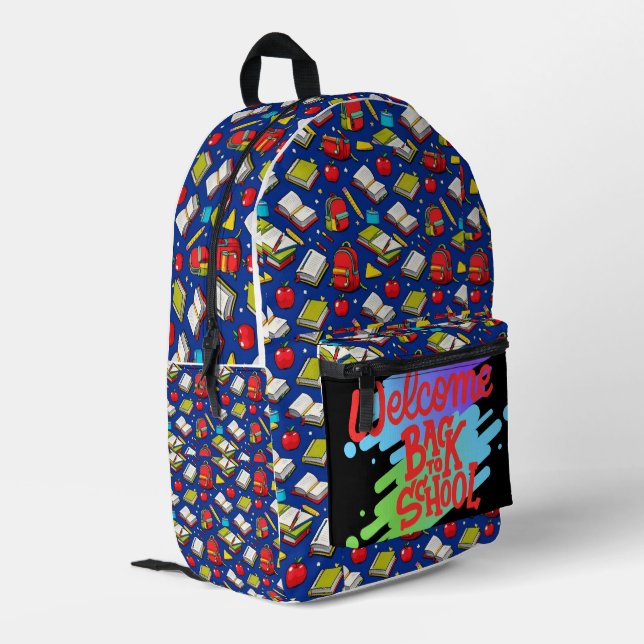 Graffiti Style Back To School Printed Backpack (Back Corner Left)