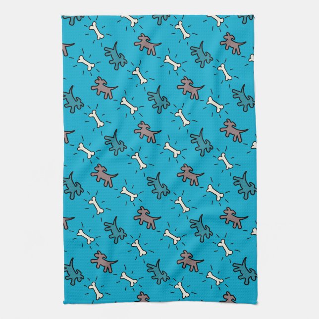 Graffiti style Dogs and Bones Blue Dog Towel 5 (Vertical)