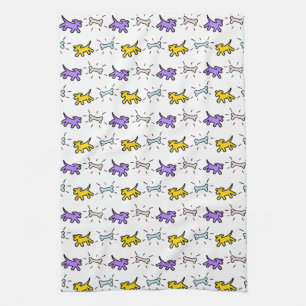 Graffiti style Dogs and Bones White Dog Towel 7