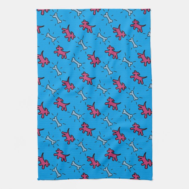 Graffiti style Dogs Bones Choose colour Dog towel  (Vertical)
