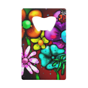 Graffiti Style Flowers & Ladybug Pink Purple Red