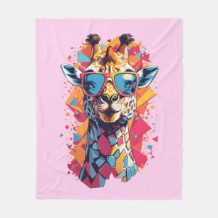 Graffiti Style Giraffe Portrait-58567 Fleece Blanket