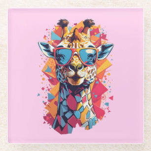 Graffiti Style Giraffe Portrait-58567 Glass Coaster