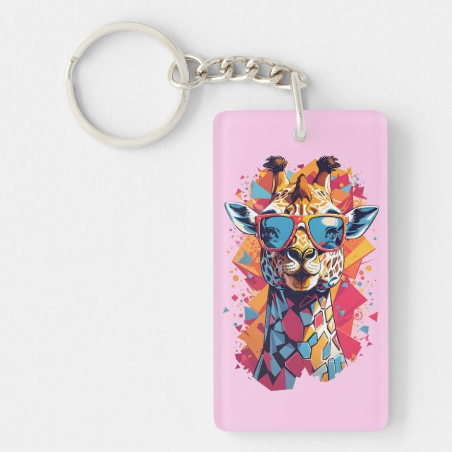 Graffiti Style Giraffe Portrait-58567 Key Ring (Front)