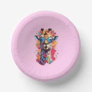 Graffiti Style Giraffe Portrait-58567 Paper Plate