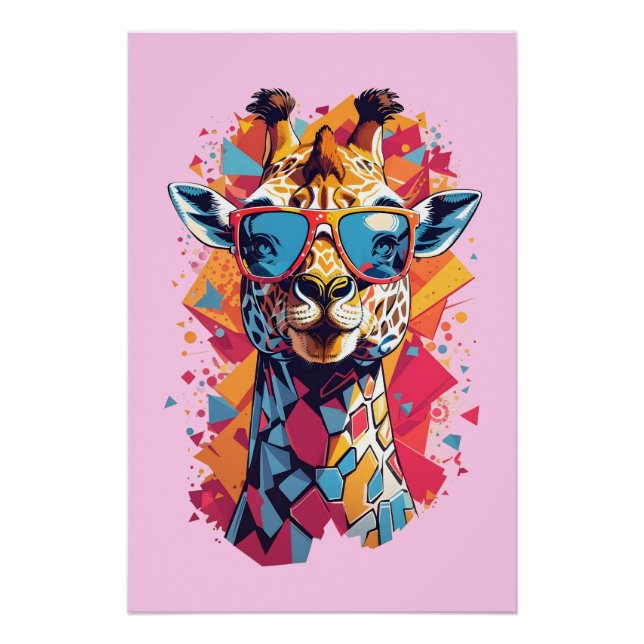 Graffiti Style Giraffe Portrait-58567 Poster (Front)