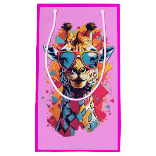 Graffiti Style Giraffe Portrait-58567 Small Gift Bag