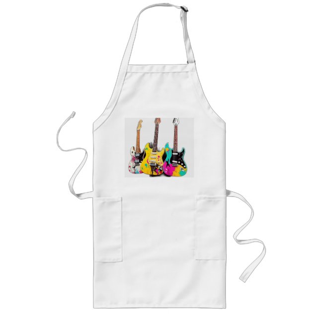 Graffiti Style Guitars with Musical Notes Long Apron (Front)