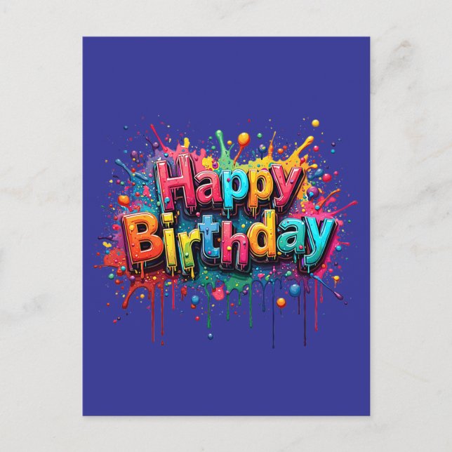 Graffiti Style Happy Birthday Invite (Front)