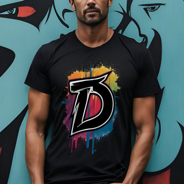 Graffiti Style Letter "D" Monogrammed Customisable T-Shirt (Creator Uploaded)