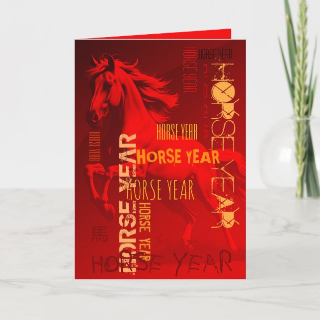 Graffiti style Repeating Horse Year 2026 Holiday Card (Front)