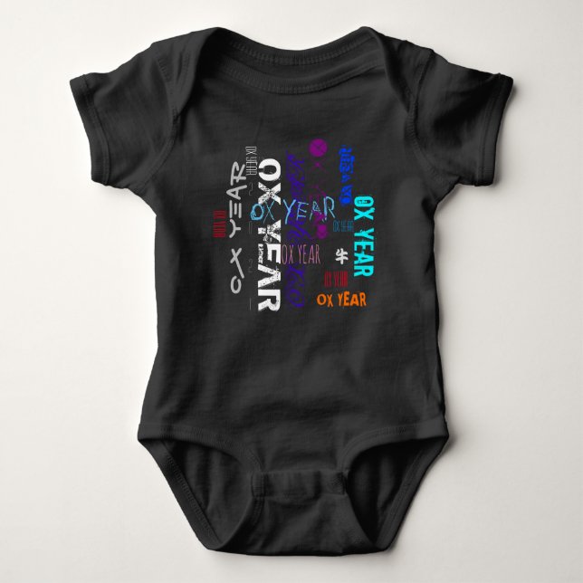 Graffiti style Repeating Ox Year 2021 Baby B BodyS Bodysuit (Front)