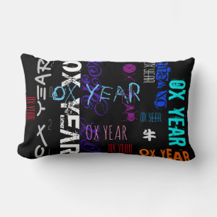 Graffiti style Repeating Ox Year 2021  Lumbar P Lumbar Cushion