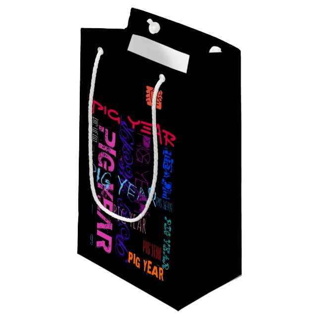 Graffiti style Repeating Pig Year 2019 S Gift Bag (Front Angled)