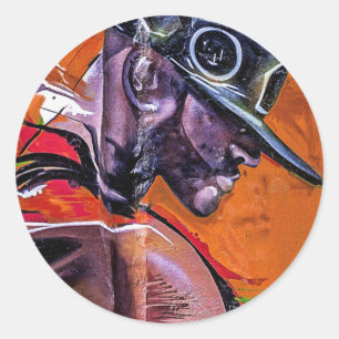 Graffiti Style Skateboarder Guy Classic Round Sticker