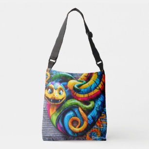 Graffiti style snake design crossbody bag