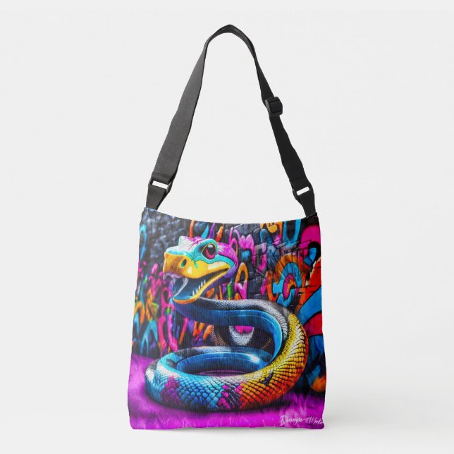 Graffiti style snake design crossbody bag (Front)