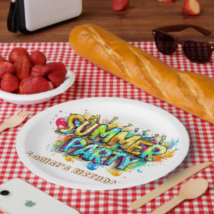 Graffiti Style Summer Party Paper Plate