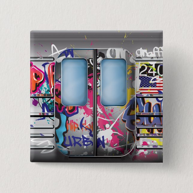Graffiti Subway Train 15 Cm Square Badge (Front)