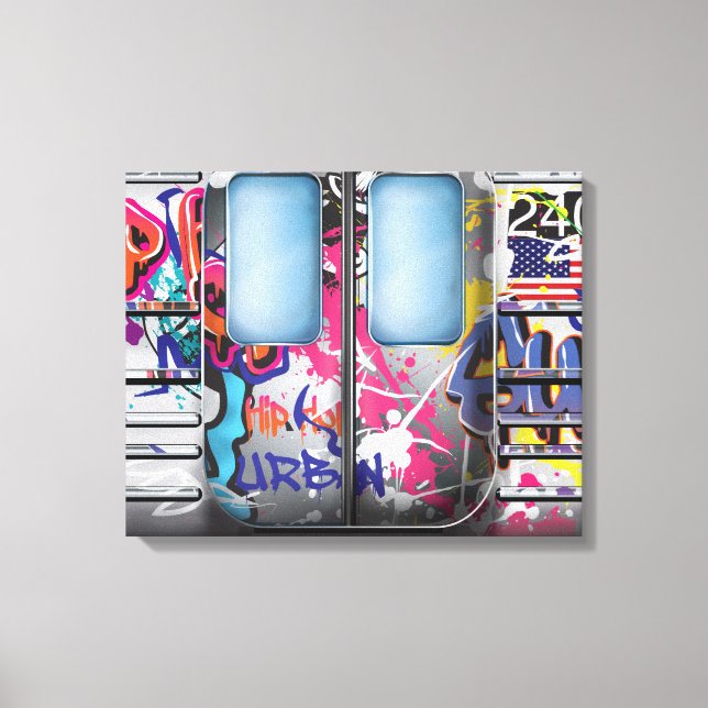 Graffiti Subway Train Canvas Print (Front)