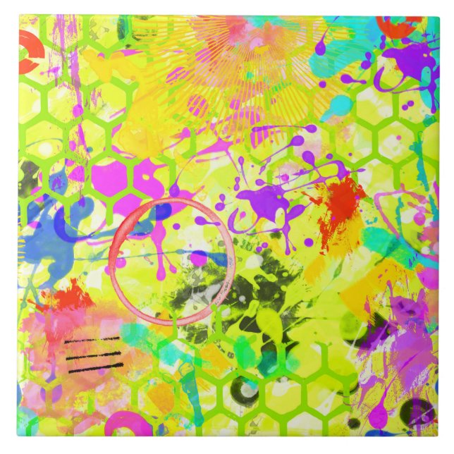 Graffiti Summer Abstract 1 Ceramic Tile (Front)