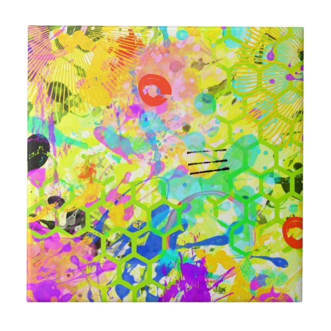 Graffiti Summer Abstract 2 Ceramic Tile (Front)