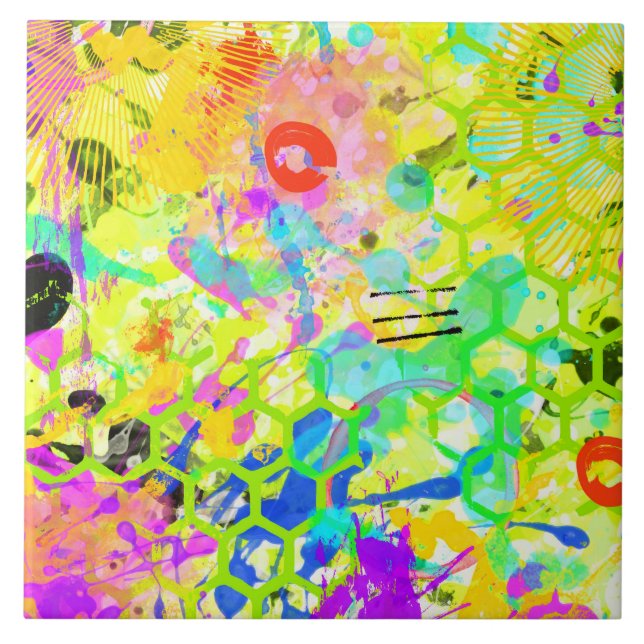 Graffiti Summer Abstract 2 Ceramic Tile (Front)