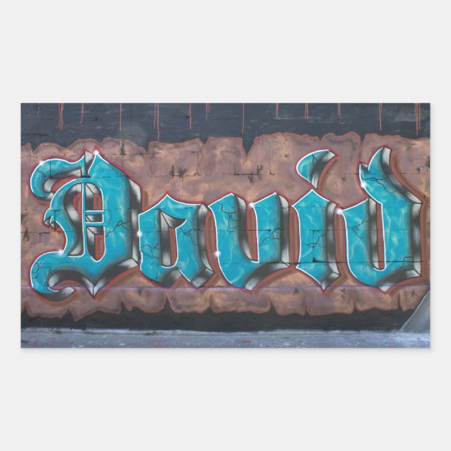 Graffiti Tag: David Rectangular Sticker (Front)
