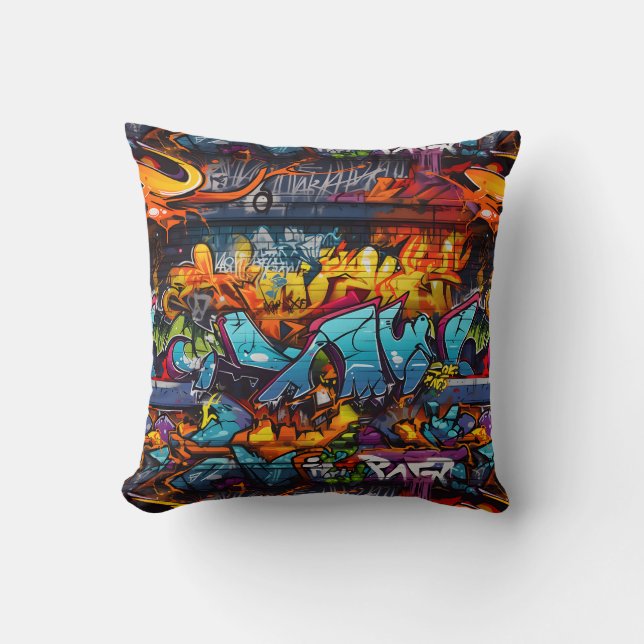 Graffiti Throw Pillow (Front)