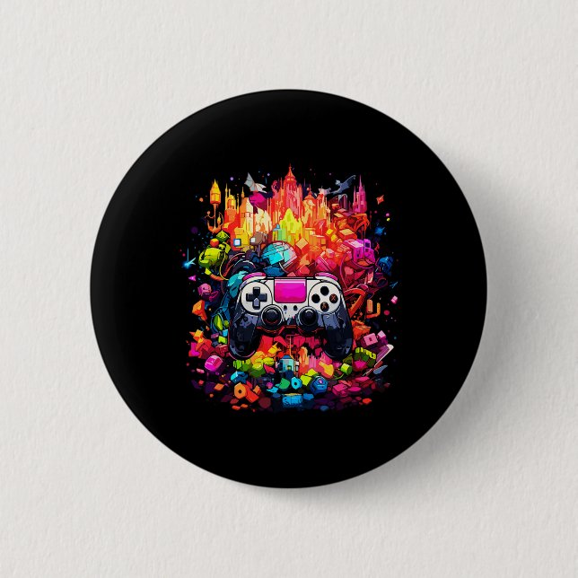 Graffiti Tie Dye Splash Video Game Controller Game 6 Cm Round Badge (Front)