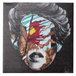 Graffiti Tile Depicting a Woman's Head