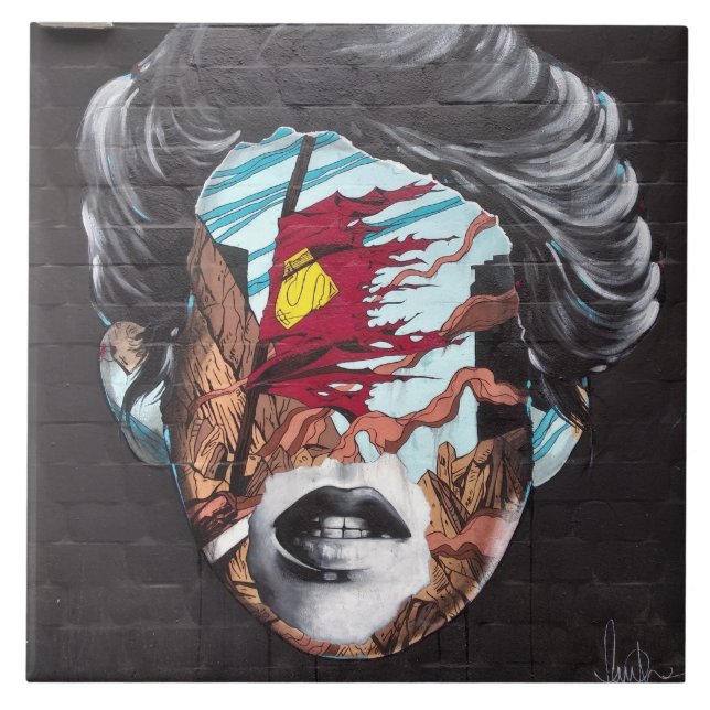 Graffiti Tile  Depicting a Woman's Head (Front)