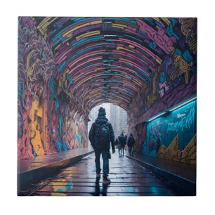 Graffiti Tunnel Of Art Ceramic Tile