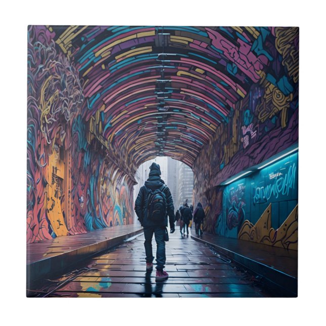 Graffiti Tunnel Of Art Ceramic Tile (Front)