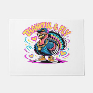 Graffiti Turkey Vibes � Thankful & Fly Cartoon Art Doormat